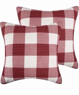 Levtex Home Euro Sham Set of 2 - Buffalo Plaid Winter Sleigh Ride Red 26X26”New
